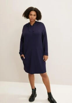 Tom Tailor Mit Kapuze - Jerseyjurk - Navy Midnight Blue