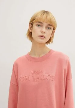 TOM TAILOR Denim Oversized Logo - Sweater - Peach Pink -Tom Tailor 0622f6aeda424b5fbce2eb66ee049c8b