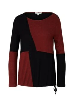 Tom Tailor Colour-Blocking - Longsleeve - Maroon Black Color Block