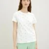Tom Tailor Crew Neck Print - T-Shirt Print - Offwhite Abstract Dot Print