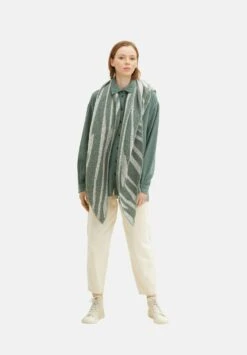 TOM TAILOR Denim Gemusterter In Dreiecksform - Sjaal - Green Marble