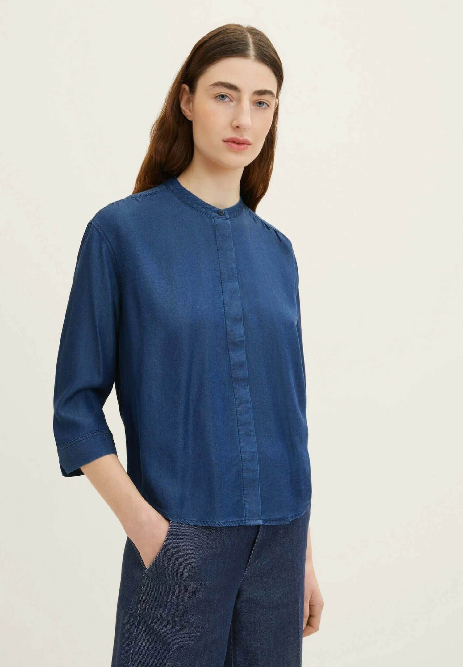 Tom Tailor Overhemdblouse - Clean Mid Stone Blue Denim 1 Tom Tailor Overhemdblouse - Clean Mid Stone Blue Denim