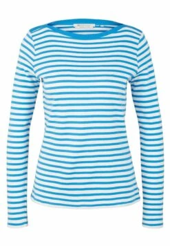 TOM TAILOR Denim Contrast Neck - Longsleeve - White Mid Blue Stripe -Tom Tailor 0e1b2acc7e314fb6976a593872d8e821