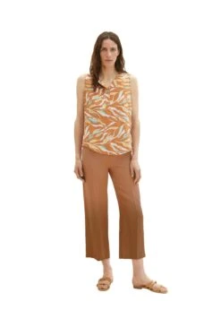 Tom Tailor Gemusterte - Blouse - Brown Abstract Leaf Design