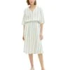 Tom Tailor Midi Mit- A-Lijn Rok - Offwhite/Brown Vertical Stripe