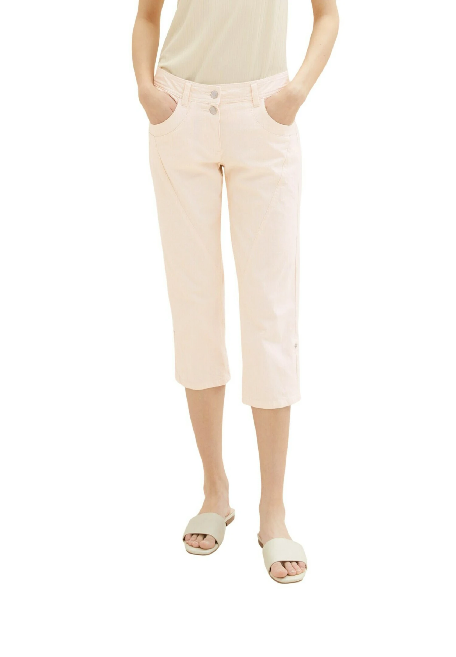 Tom Tailor 3/4Mit Teilungsnaht - Shorts - Fawn Beige Offwhite Stripe 5 Tom Tailor 3/4Mit Teilungsnaht - Shorts - Fawn Beige Offwhite Stripe - Afbeelding 5