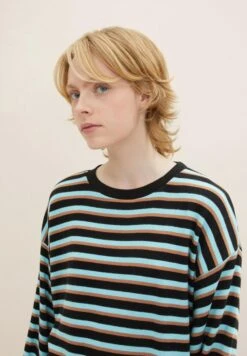 TOM TAILOR Denim Gestreiftes - Sweater - Black Brown Blue Stripe -Tom Tailor 23f40d9fb08140419305a4bc9f813e88