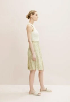 Tom Tailor A-Lijn Rok - Green Offwhite Leaf Design -Tom Tailor 26ccb62b10064a1089452dcd184cbcdd