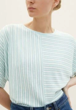 Tom Tailor Gestreiftes- T-Shirt Print - Blue White Horizontal Stripe -Tom Tailor 273ab13f172148e6ad1c3941567bd449
