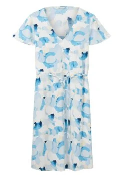 Tom Tailor Midi Mit Stoffgürtel - Jurk - Blue Shapes Design -Tom Tailor 298a565f212343afa9320ef26e24d1b5