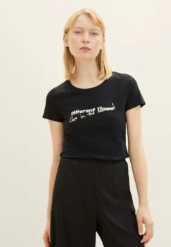 TOM TAILOR Denim Mit Text - T-Shirt Print - Deep Black
