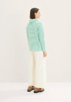 Tom Tailor Structure - Sweater - Off White Green Stripe -Tom Tailor 2fdfc3dddf9f4b82bb92a4918ad4eaff
