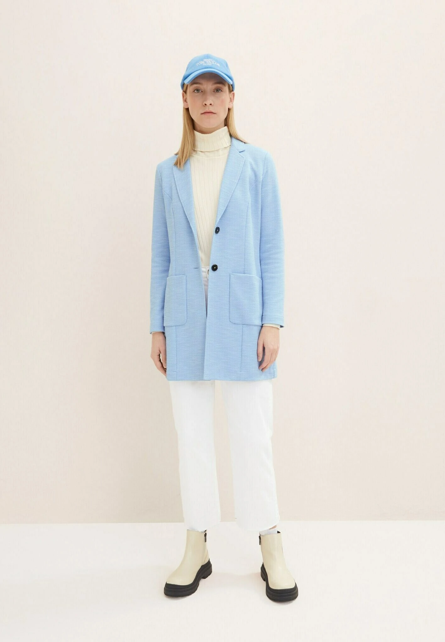 Tom Tailor Übergangs - Halflange Jas - Dreamy Blue Melange 2 Tom Tailor Übergangs - Halflange Jas - Dreamy Blue Melange - Afbeelding 2