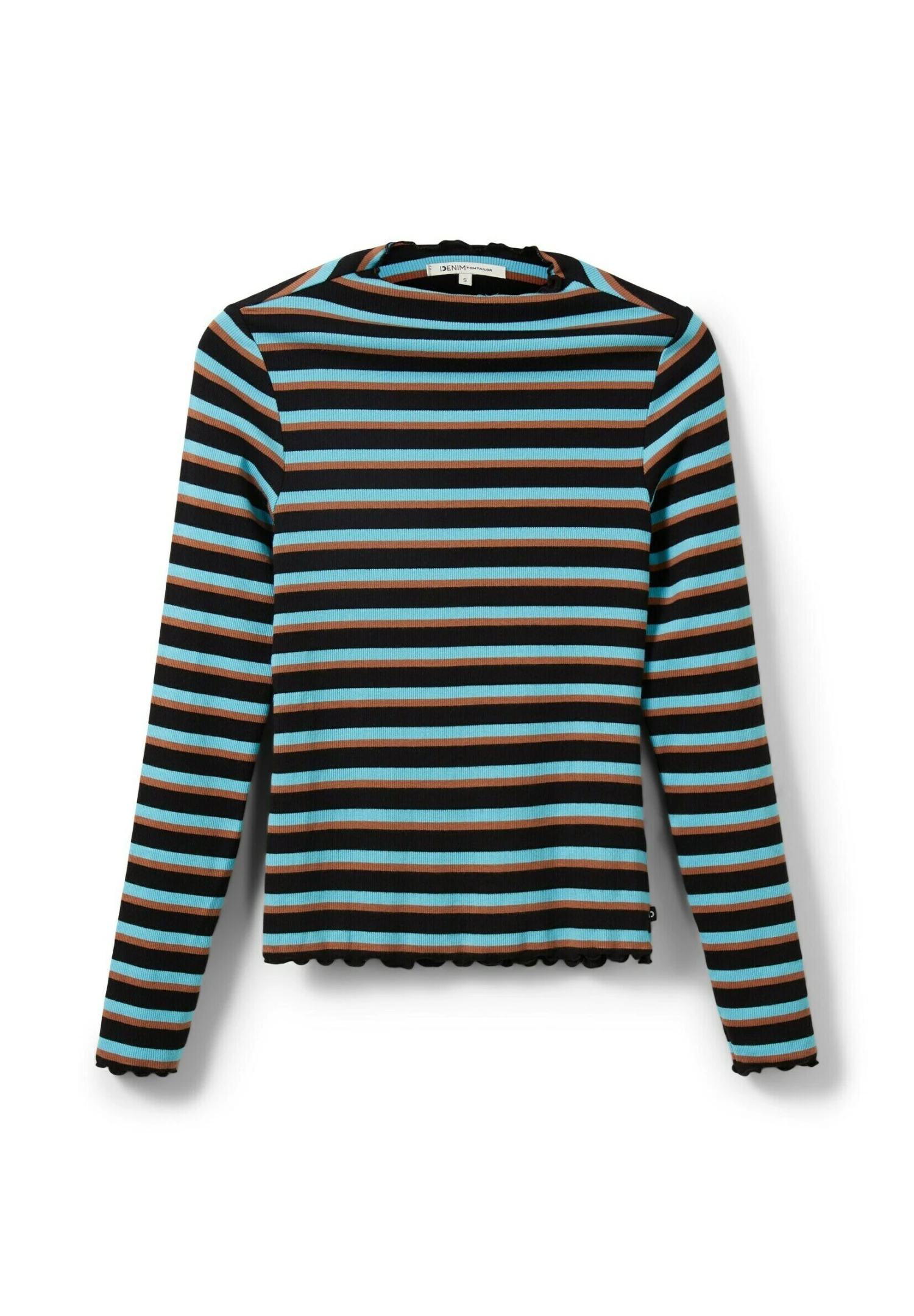 TOM TAILOR Denim Cosy - Longsleeve - Black Brown Blue Stripe 6 TOM TAILOR Denim Cosy - Longsleeve - Black Brown Blue Stripe - Afbeelding 6