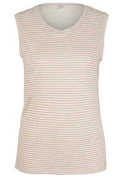 Tom Tailor Top - Nude Offwhite Thin Stripe