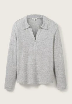 Tom Tailor Langarm Mit Polokragen  - Poloshirt - Concrete Grey Melange -Tom Tailor 3a4e92b37b4945e0a1b357b49005cced