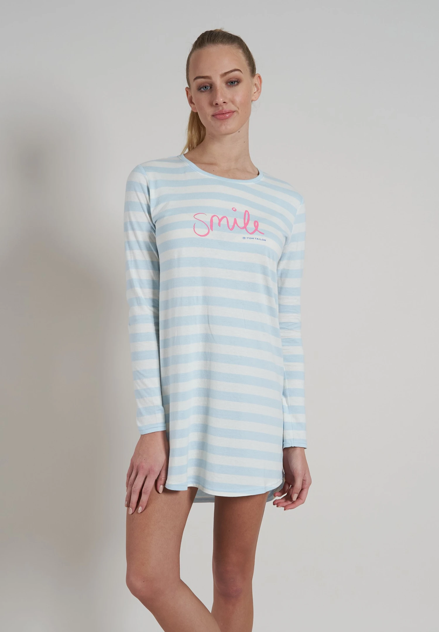 Tom Tailor Nachtjapon - Blau Hellringel 1 Tom Tailor Nachtjapon - Blau Hellringel