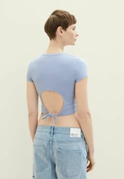 TOM TAILOR Denim Cropped Mit Motivprint - T-Shirt Basic - Parisienne Blue -Tom Tailor 3d243732fa5242b98bde13fed7a9bcd6