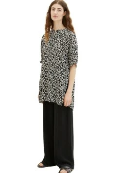 Tom Tailor Lange- Blouse - Black Small Abstract Design