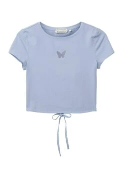 TOM TAILOR Denim Cropped Mit Motivprint - T-Shirt Basic - Parisienne Blue -Tom Tailor 3edc255c4b994b4e96916bc103a225dc