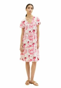Tom Tailor Midi Mit Stoffgürtel - Jurk - Pink Shapes Design