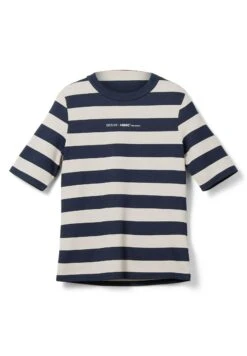 TOM TAILOR Denim Mit Textprint - T-Shirt Print - Navy Beige Block Stripe -Tom Tailor 411ddf7454f747a8bb3f2a32e70ca69d