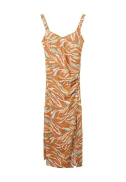 Tom Tailor Jurk - Brown Abstract Leaf Design -Tom Tailor 4398428602e04e51990e1361ad0f7474