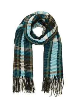 Tom Tailor Accessoire Mit Karomuster - Sjaal - Teal Blue Large Check