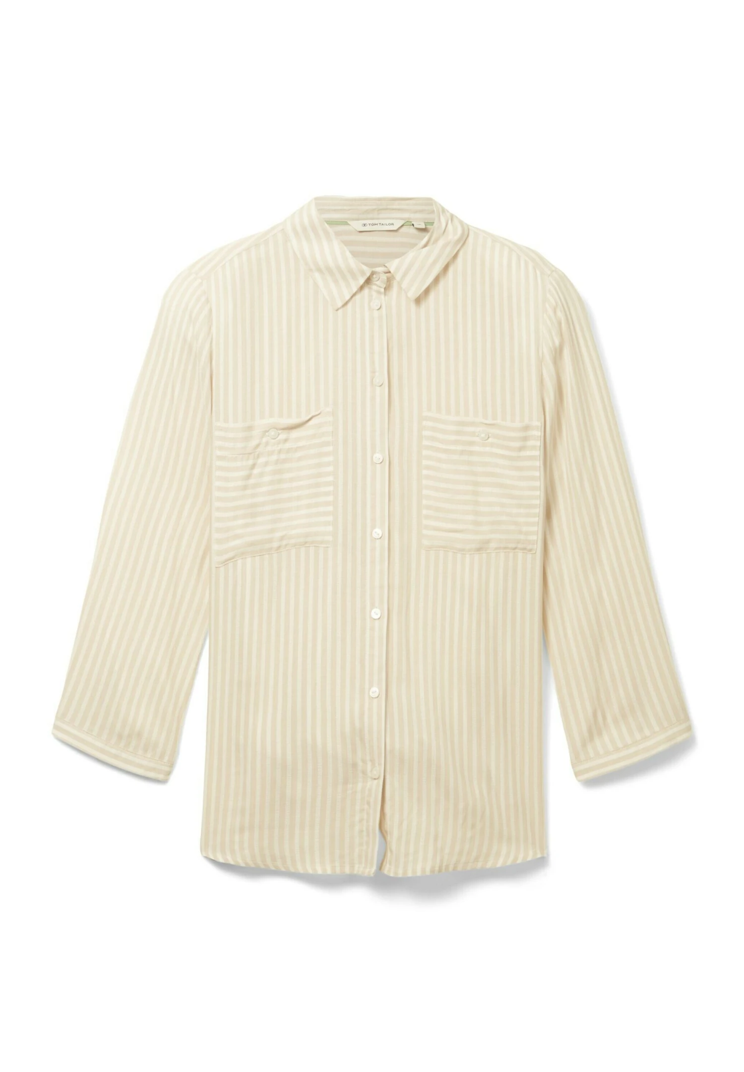 Tom Tailor Overhemdblouse - Beige White Stripe Woven 6 Tom Tailor Overhemdblouse - Beige White Stripe Woven - Afbeelding 6