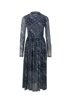TOM TAILOR Denim Printed Mesh- Maxi-Jurk - Blue White Bandana Print