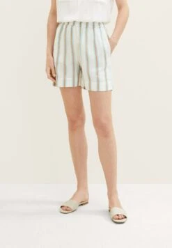 Tom Tailor Bermuda Mit - Shorts - Offwhite/Brown Vertical Stripe -Tom Tailor 5e4bb7519cc8483faaa613a581a774df