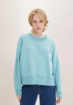 TOM TAILOR Denim Oversized Logo - Sweater - Bright Reef Blue