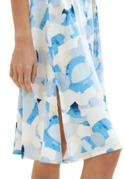 Tom Tailor Midi Mit Stoffgürtel - Jurk - Blue Shapes Design -Tom Tailor 68321ac666fd46639717604b9a1a1de7
