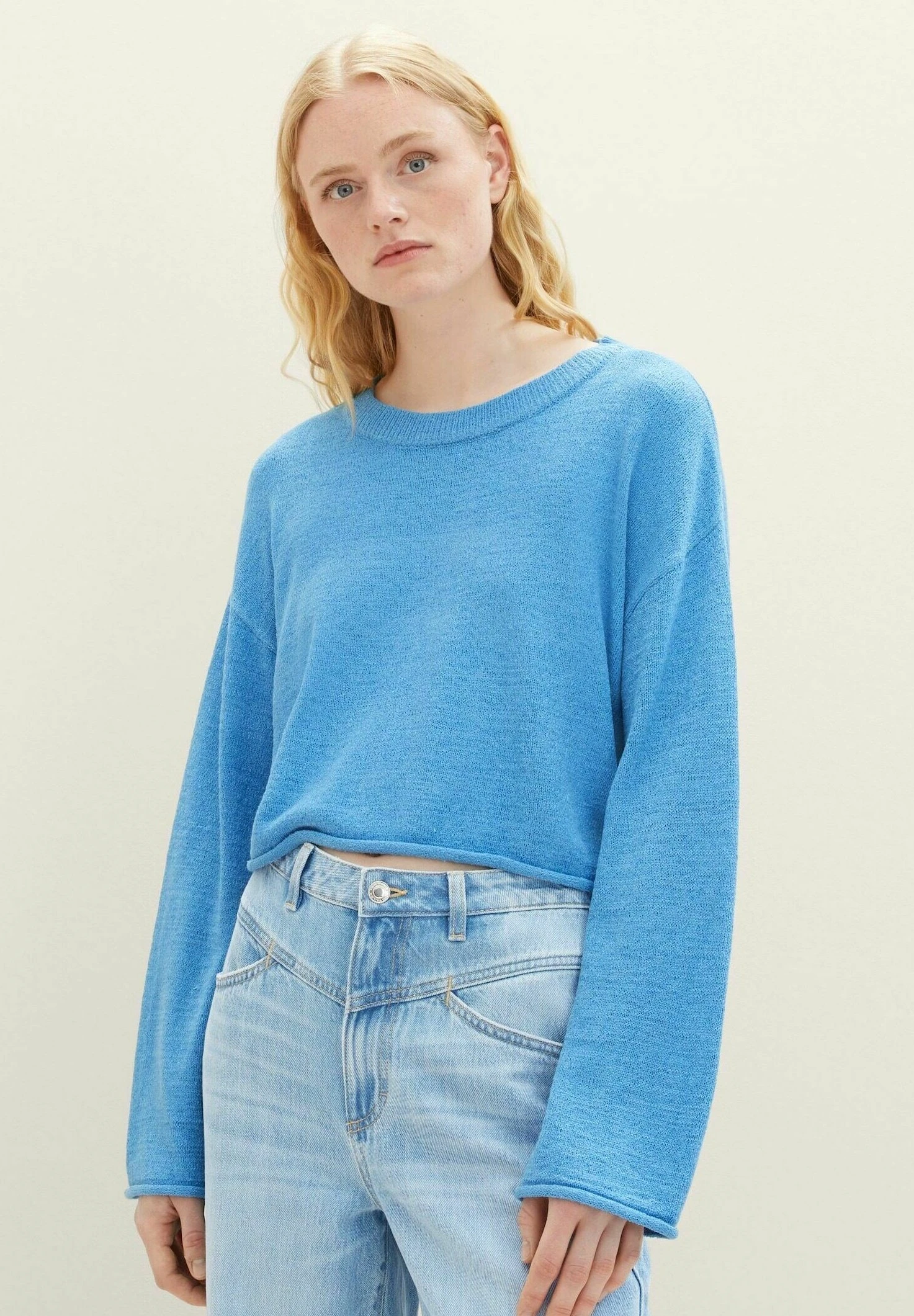 TOM TAILOR Denim Boxy Crew Neck - Trui - Water Sport Blue 1 TOM TAILOR Denim Boxy Crew Neck - Trui - Water Sport Blue