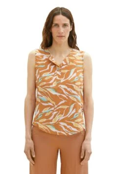 Tom Tailor Gemusterte - Blouse - Brown Abstract Leaf Design -Tom Tailor 6baaaeeb047f4a17bbe3ed7f26482c10