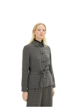 Tom Tailor Mit Karomuster Und Gürtel - Lichte Jas - Grey Small Woven Check -Tom Tailor 6e417b45f83245f6a92b374b9b614612