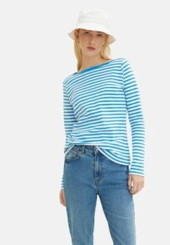 TOM TAILOR Denim Contrast Neck - Longsleeve - White Mid Blue Stripe -Tom Tailor 6f908a8ca20049d088f105c96fa9ac39