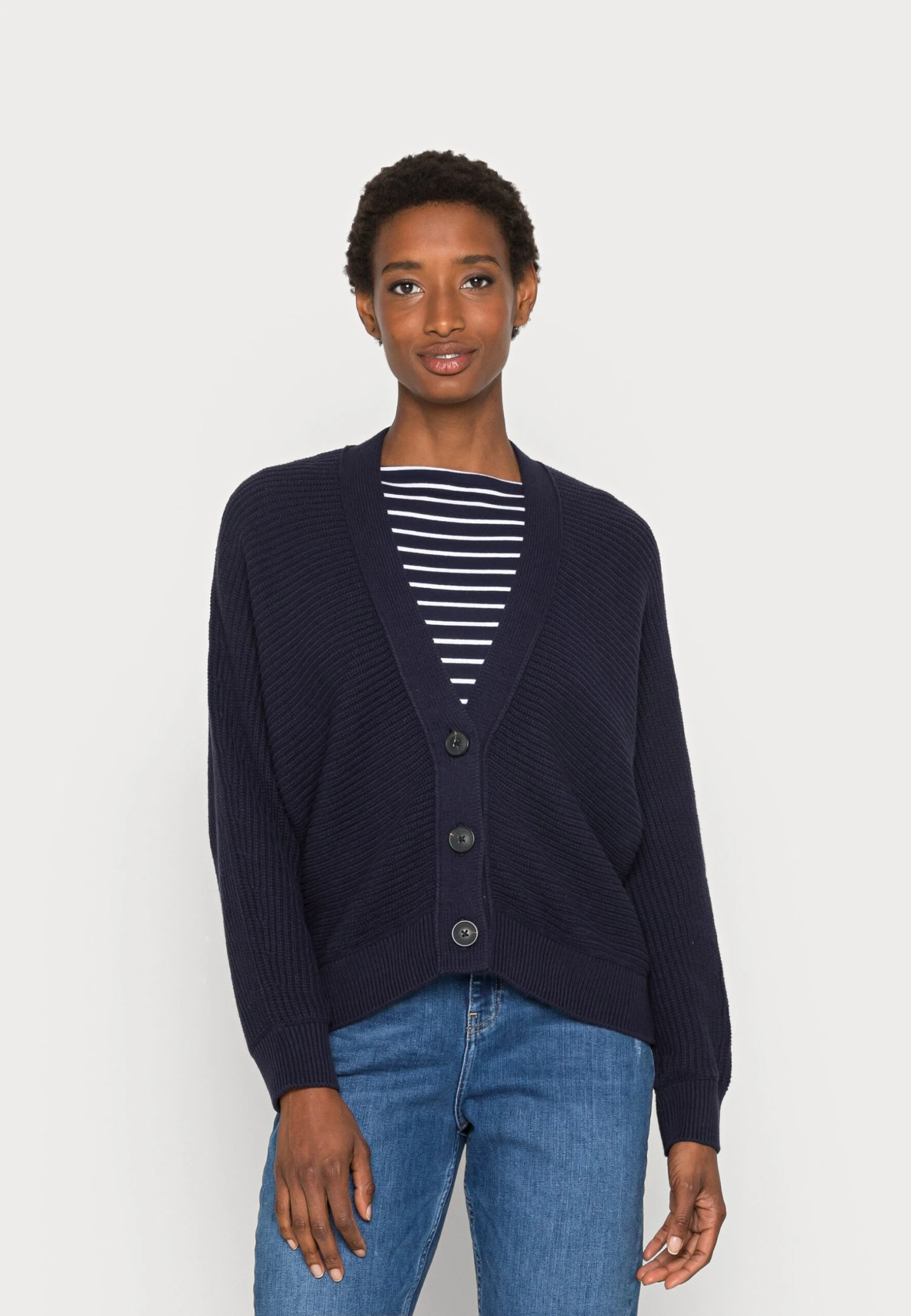Tom Tailor Cardigan Batwing - Vest - Navy Midnight Blue 1 Tom Tailor Cardigan Batwing - Vest - Navy Midnight Blue