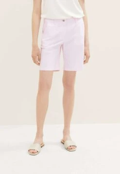 Tom Tailor Bermuda - Shorts - Offwhite Pink Stripe -Tom Tailor 71386ef9a6ef4e3f8a530f52514f108b