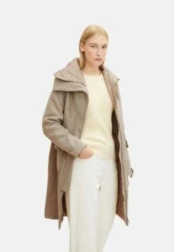 Tom Tailor Mantel - Offwhite Beige Twill Structure