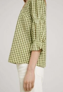 TOM TAILOR Denim Mit Carree Aussc - Blouse - Small Green Check -Tom Tailor 75382ba251954ead938a3e723ad10a1a
