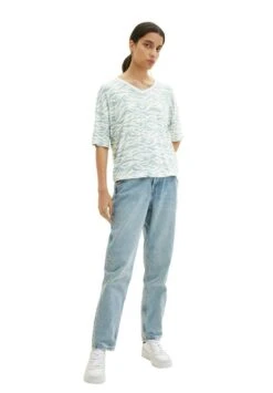 Tom Tailor Gemustertes - T-Shirt Print - Blue Small Wavy Design -Tom Tailor 7754b9d84566438a940256ae914bd47c