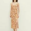 Tom Tailor Jurk - Brown Abstract Leaf Design