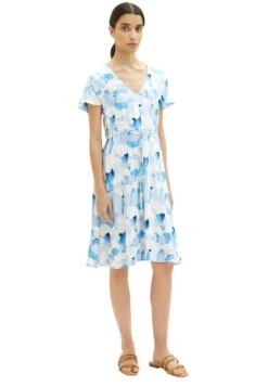 Tom Tailor Midi Mit Stoffgürtel - Jurk - Blue Shapes Design -Tom Tailor 7a6c520a751e445caa71dc547ec825a0