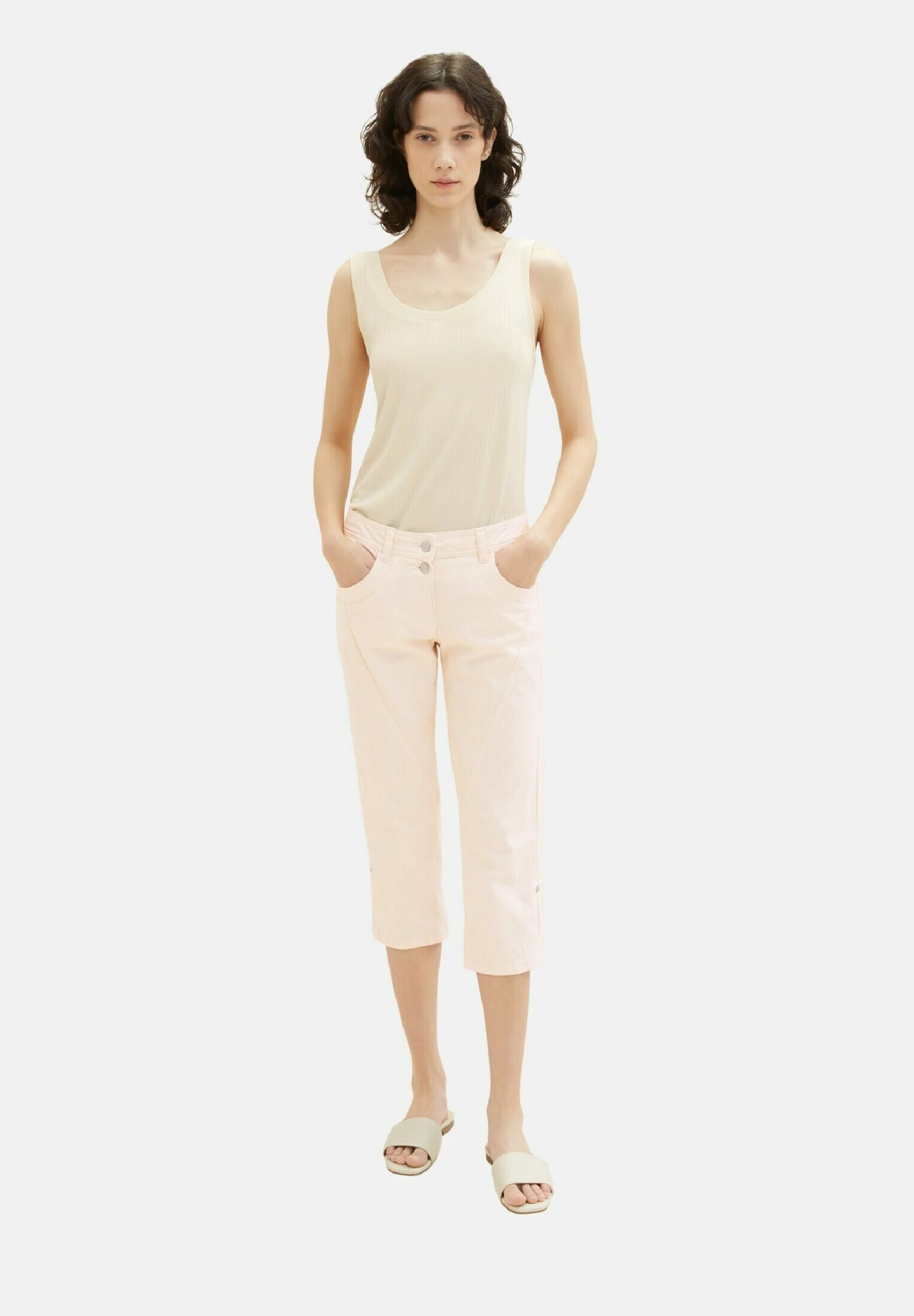 Tom Tailor 3/4Mit Teilungsnaht - Shorts - Fawn Beige Offwhite Stripe 2 Tom Tailor 3/4Mit Teilungsnaht - Shorts - Fawn Beige Offwhite Stripe - Afbeelding 2