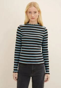 TOM TAILOR Denim Cosy - Longsleeve - Black Brown Blue Stripe