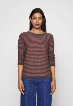 TOM TAILOR Denim Striped Jacquard- Sweater - Brown