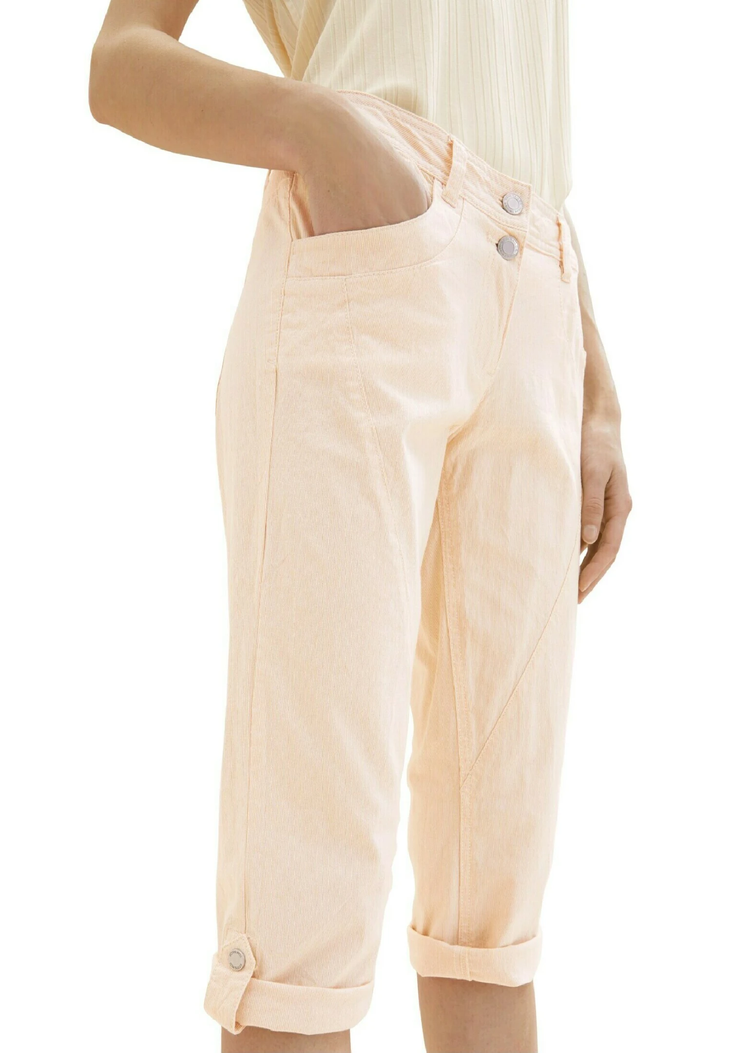 Tom Tailor 3/4Mit Teilungsnaht - Shorts - Fawn Beige Offwhite Stripe 6 Tom Tailor 3/4Mit Teilungsnaht - Shorts - Fawn Beige Offwhite Stripe - Afbeelding 6