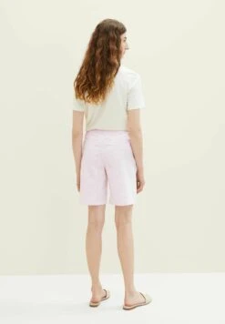 Tom Tailor Bermuda - Shorts - Offwhite Pink Stripe -Tom Tailor 8f180fd87afe444a8d28e506f3ae7d3a