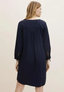 Tom Tailor Mit Lenzing(Tm) Ecovero(Tm) - Jurk - Dark Blue -Tom Tailor 8f6a2d28394f433a9edbe1e619fcae7d